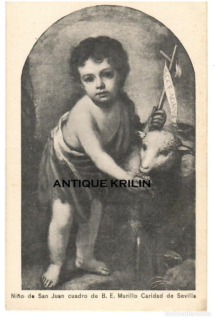 Postales: HOSPITAL CARIDAD DE SEVILLA / NI&Ntilde;O DE SAN JUAN / MURILLO / SIN FRANQUEAR