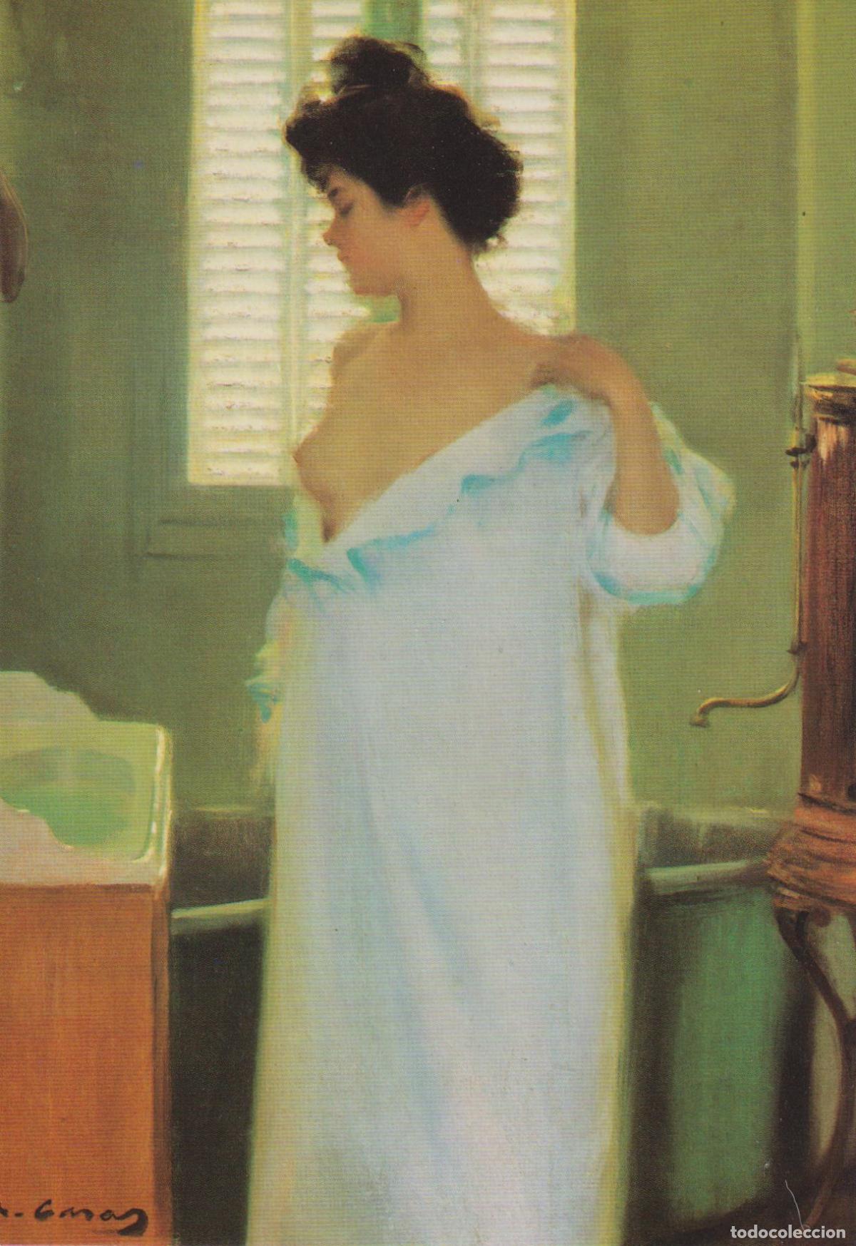 Postales: POSTAL DE LA OBRA DE RAM&Oacute;N CASAS, L'HORA DEL BANY (1895) &ndash; MUSEU DE MONTSERRAT &ndash; S/C