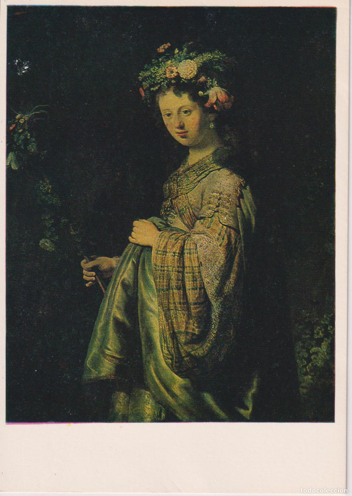 Postales: POSTAL DE LA OBRA DE REMBRANDT, FLORA (1634) &ndash; BELLAS ARTES, MOSCU &ndash; S/C
