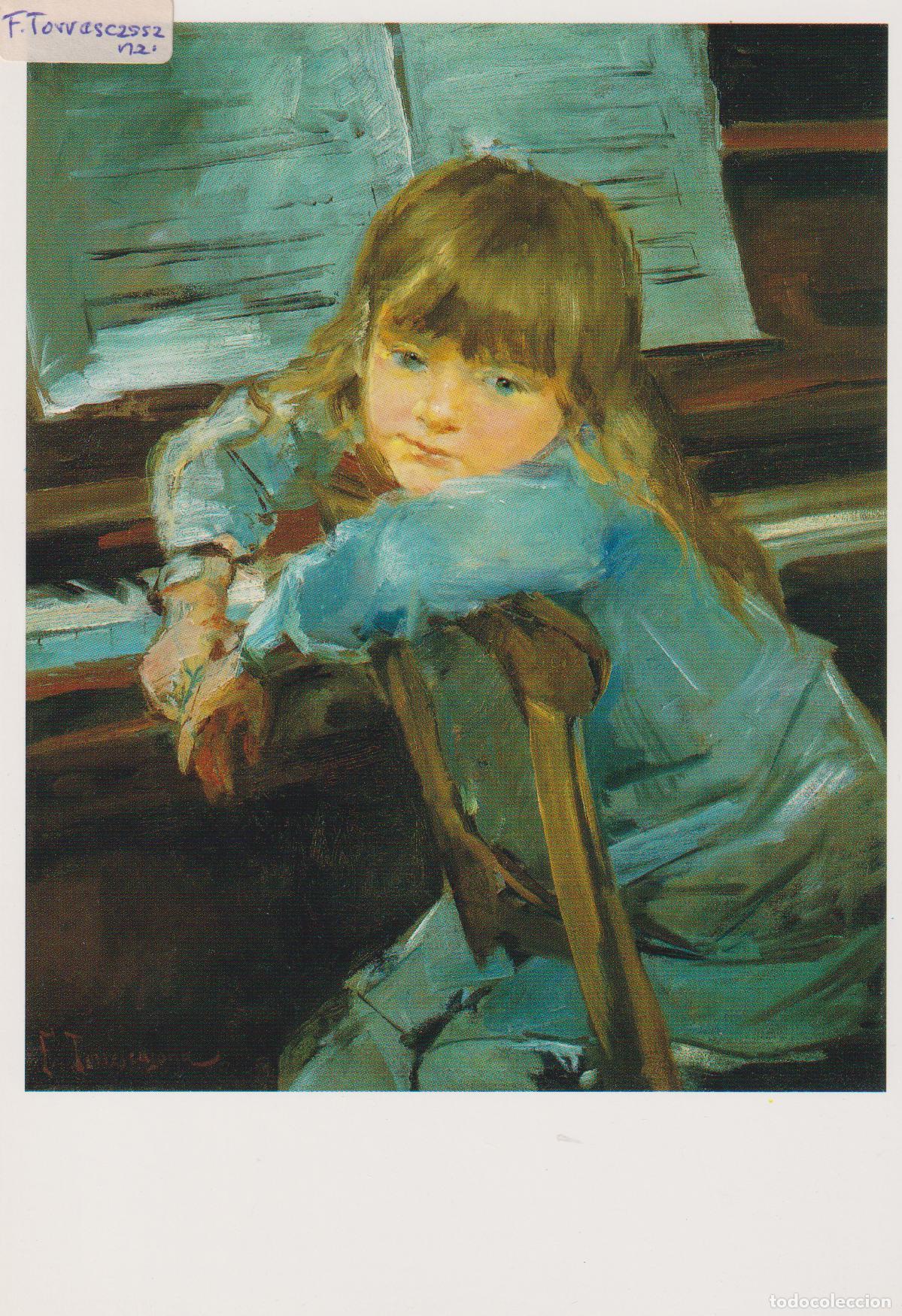 Postales: POSTAL DE LA OBRA DE FRANCESC TORRESCASSANA, NENA DEVANT DEL PIANO (1885) &ndash; MUSEU DE MONTSERRAT &ndash; SC