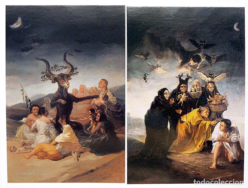 Postales: 2 POSTALES DE GOYA - EL AQUELARRE Y LAS BRUJAS (EL CONJURO) - MUSEO L&Aacute;ZARO GALDIANO - NUEVAS