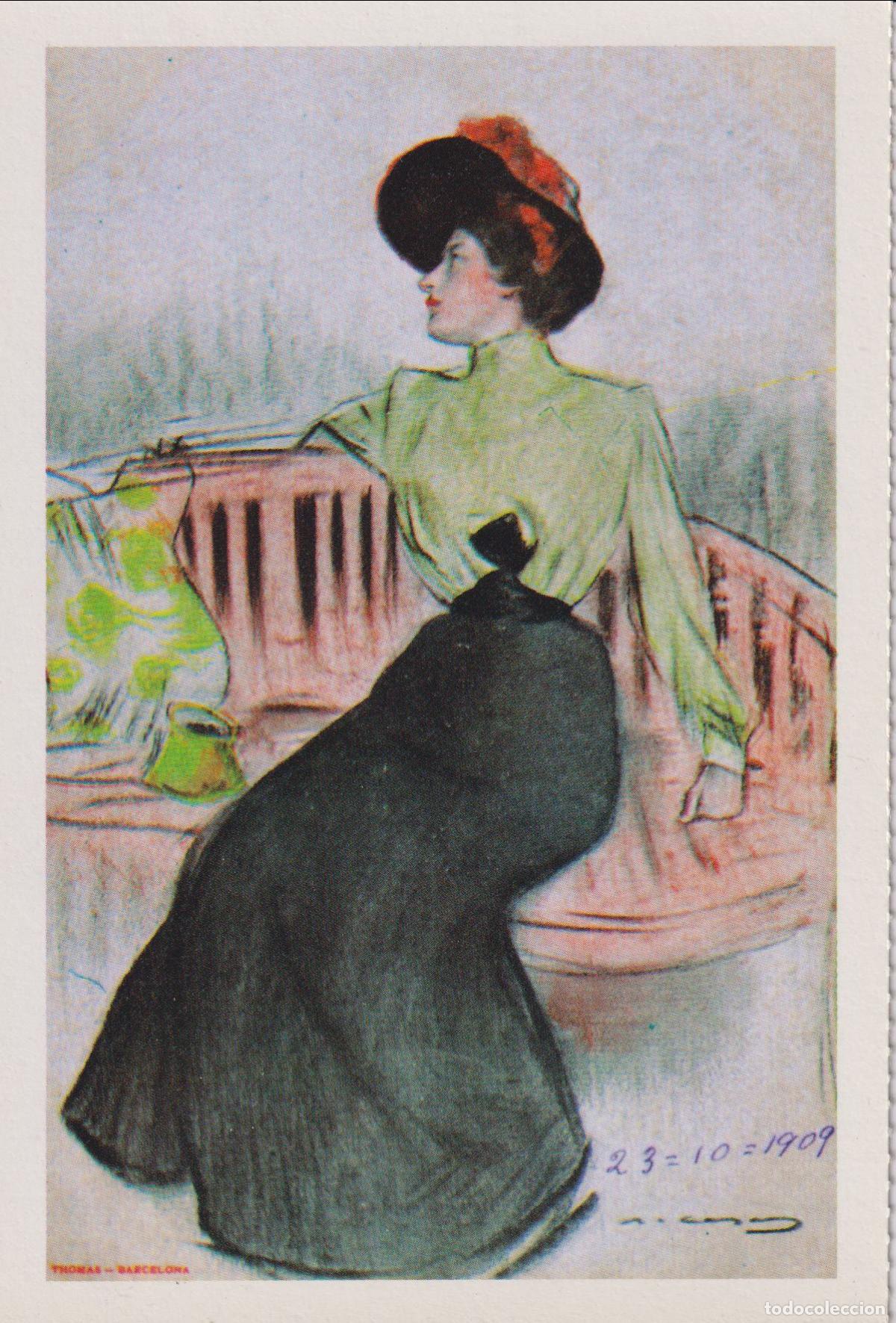 Postales: POSTAL MODERNISTA - RAMON CASAS (1909) - ED. J.THOMAS - REPRODUCCI&Oacute;N