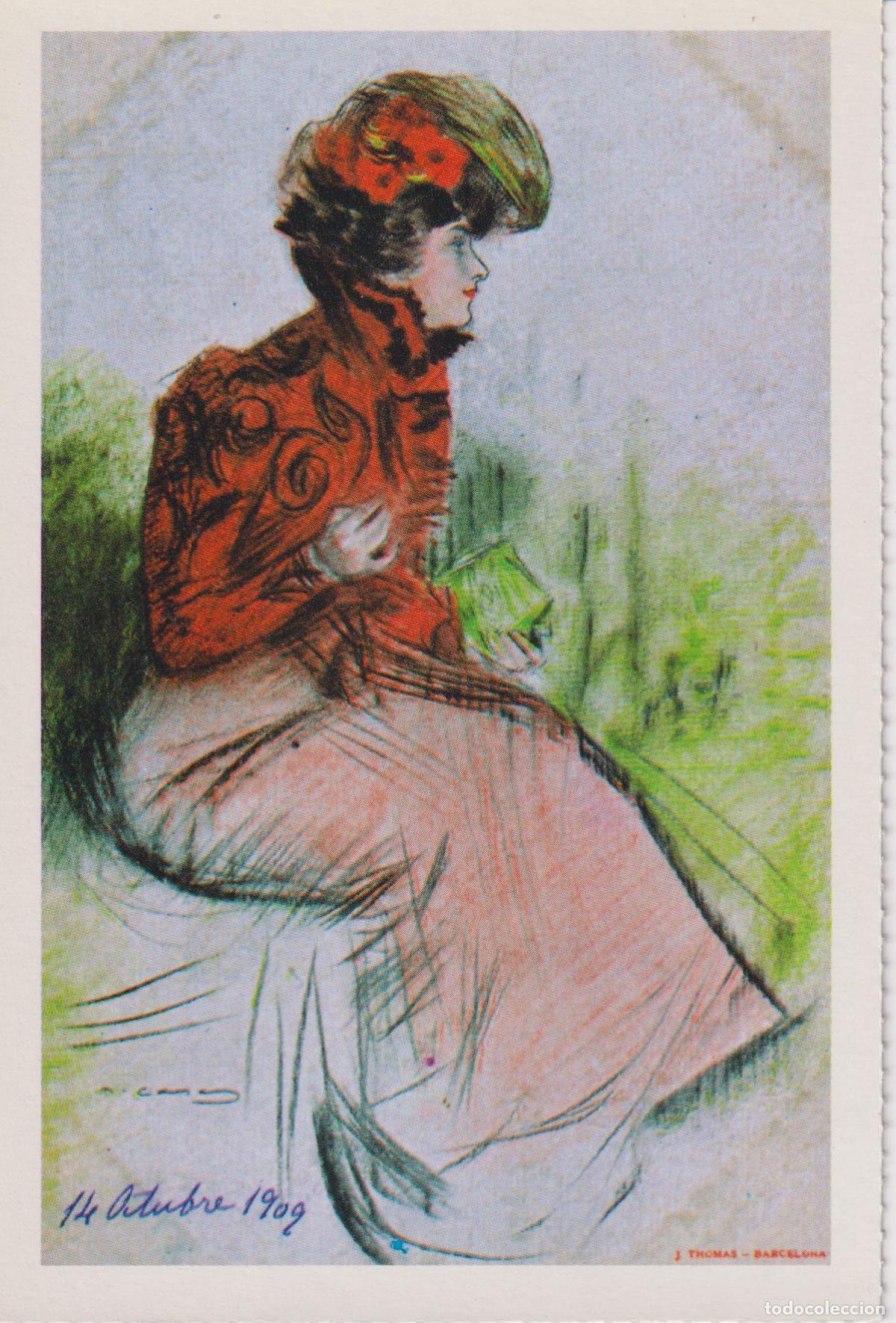 Postales: POSTAL MODERNISTA - RAMON CASAS (1909) - ED. J.THOMAS - REPRODUCCI&Oacute;N