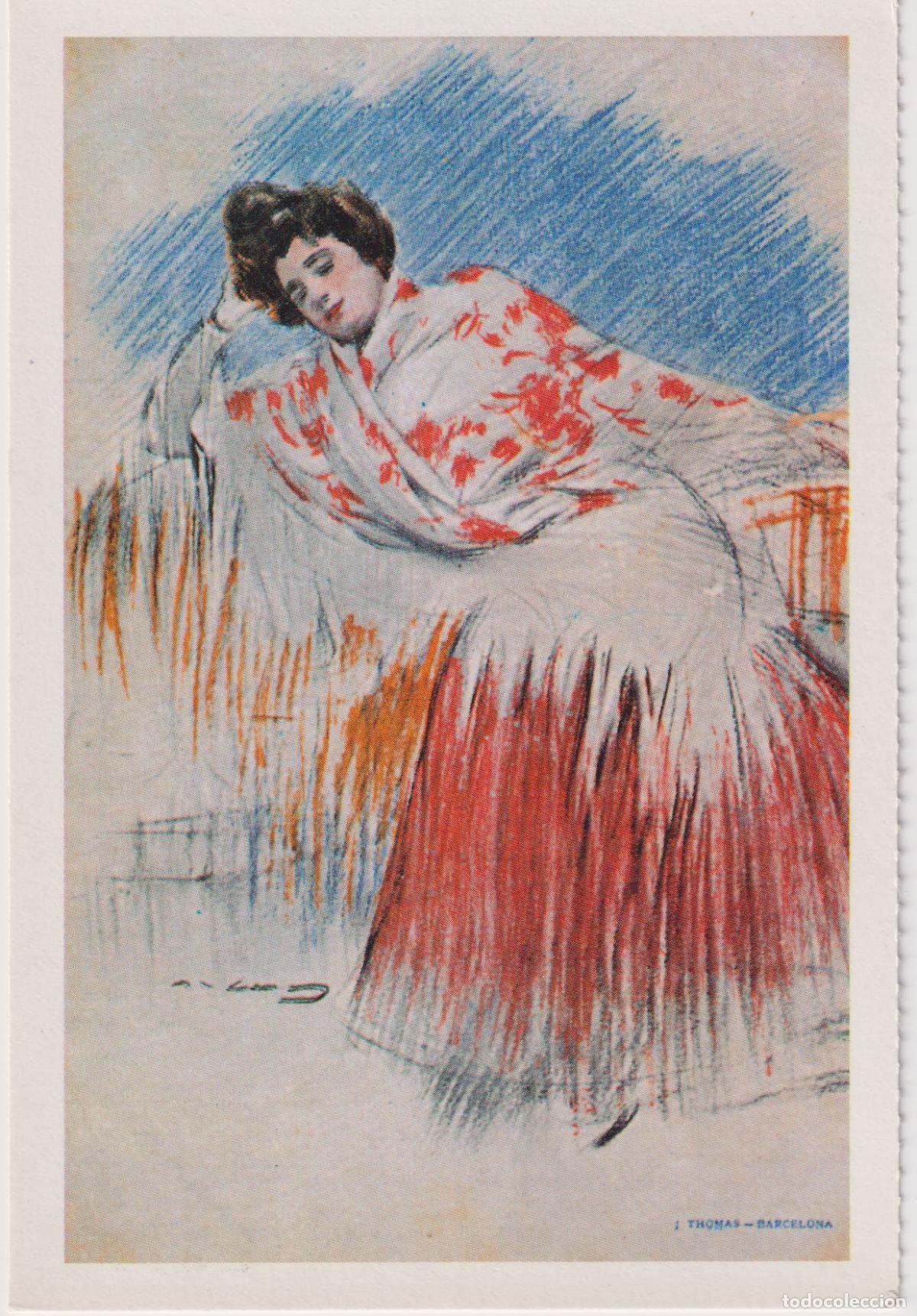 Postales: POSTAL MODERNISTA - RAMON CASAS I CARB&Oacute; - ED. J.THOMAS - REPRODUCCI&Oacute;N