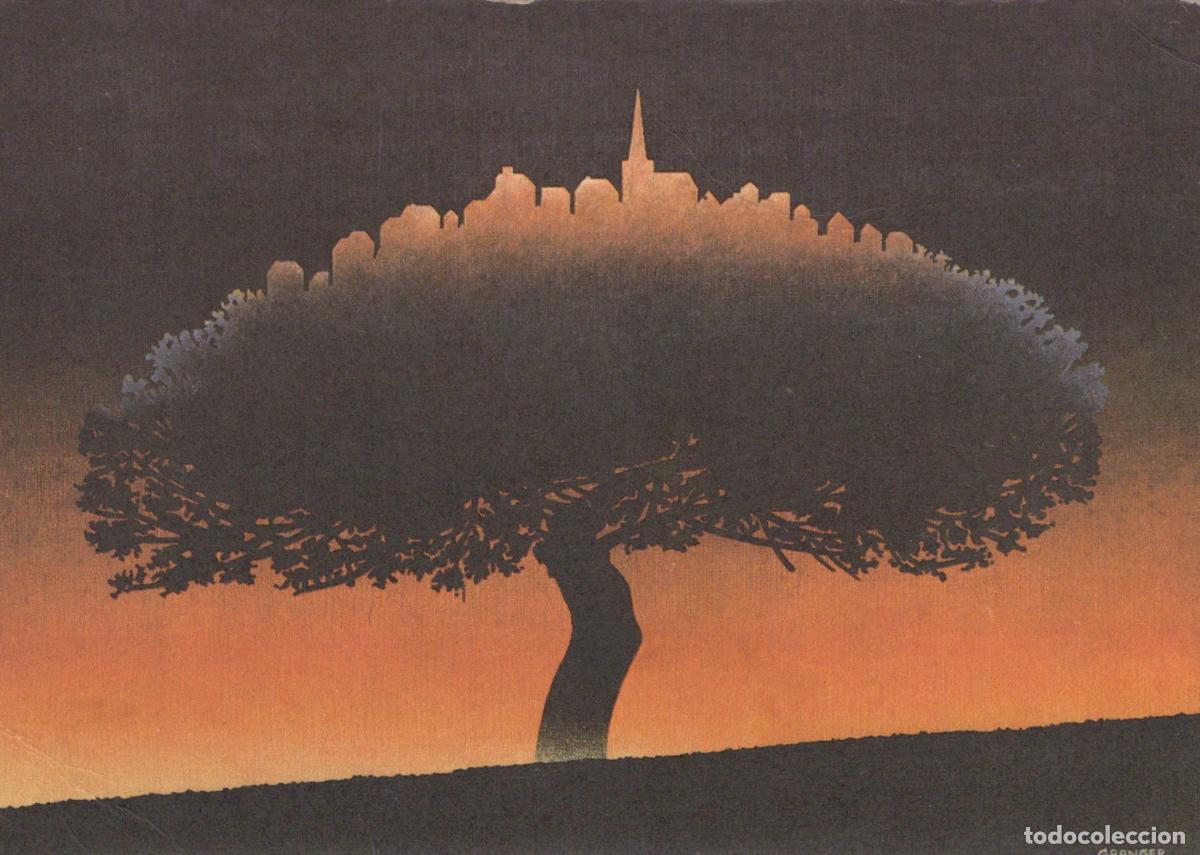 Postales: Granger Symbolic Art Tree Canopy Village Skyline Sunset Unposted *YAF946