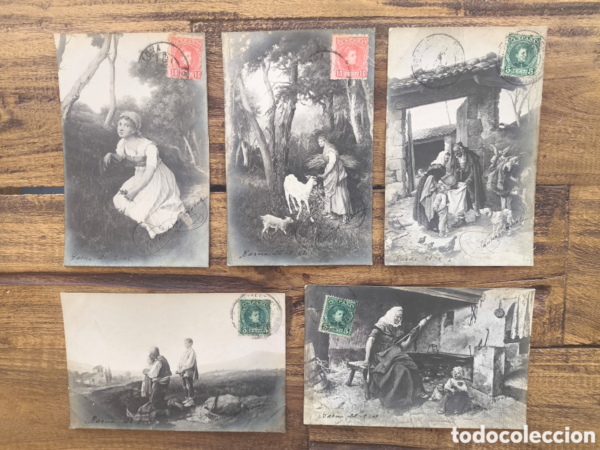 Postales: Antiguas postales Arte con firma y sello Santiago Rosal Camprodon Ed. JN Barcelona 1909