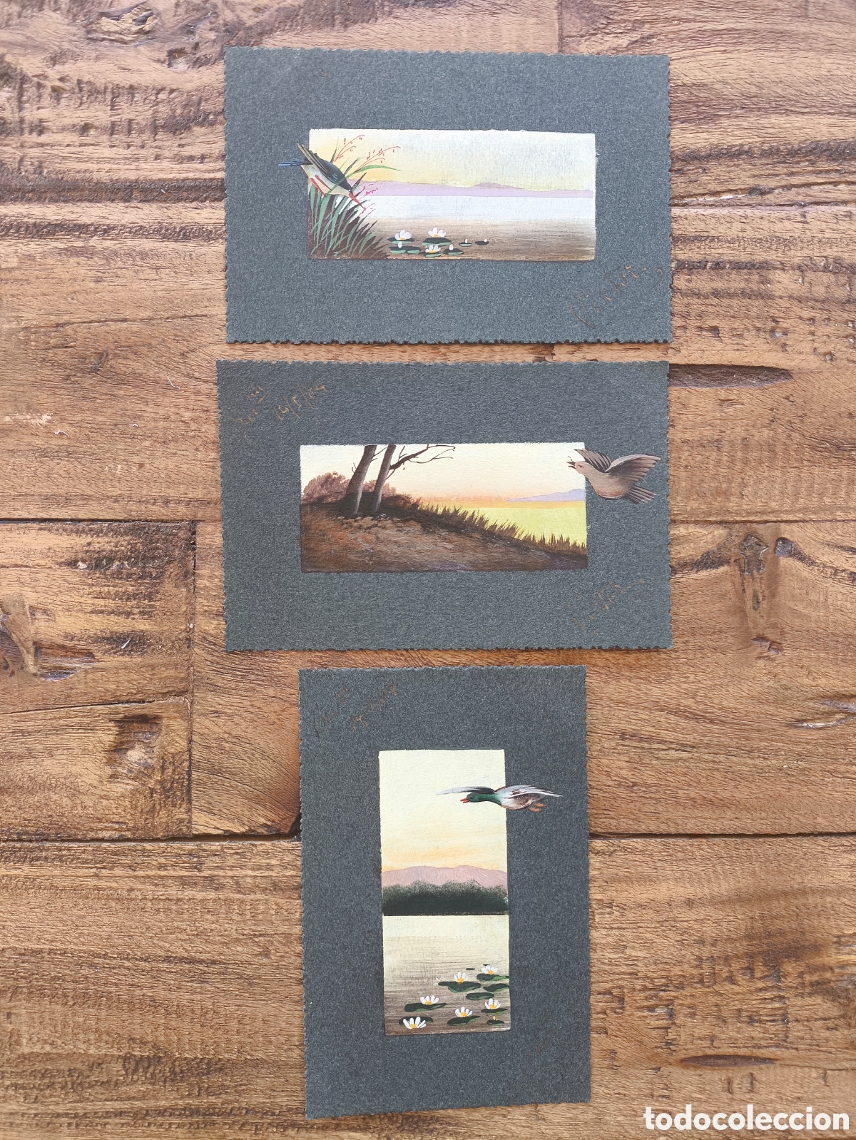 Postales: Antiguas postales de lujo ilustradas pintadas a mano paisaje p&aacute;jaro Ed. OPF 1904