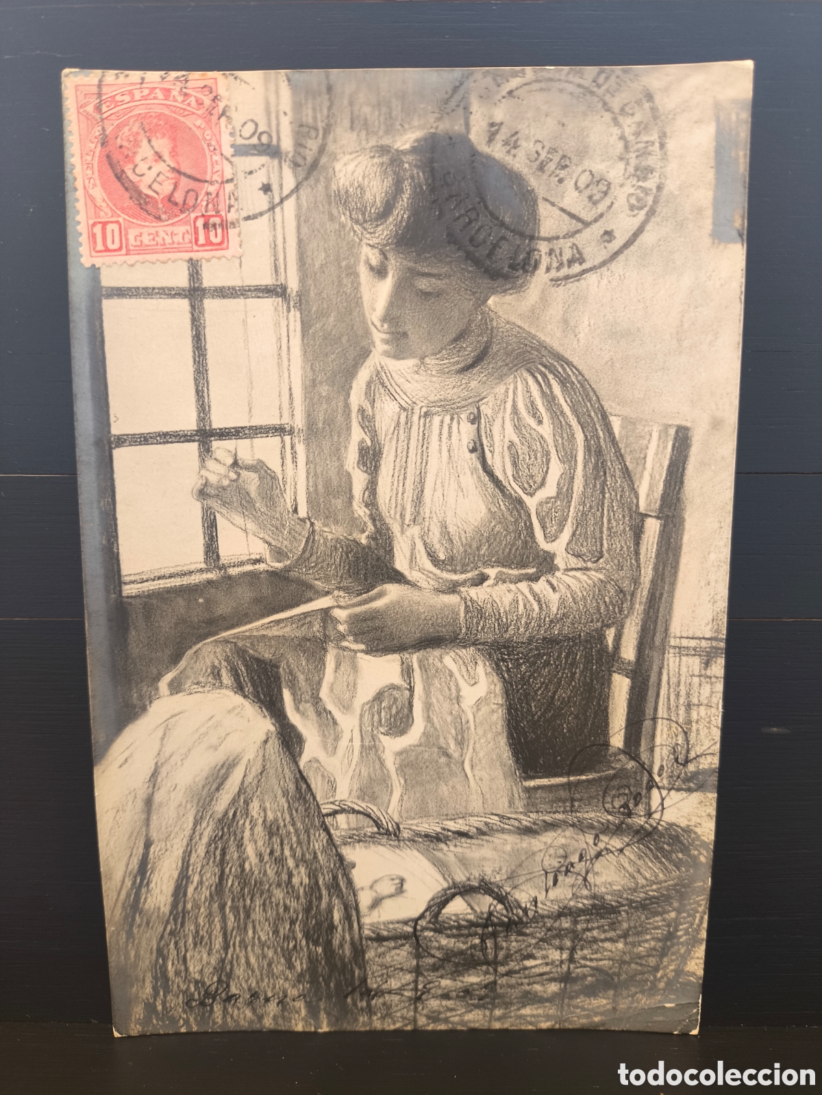 Postales: Antigua postal Arte Dionisio Baixeras firma Santiago Rosal Camprodon Ed Joan Negre JN Barcelona 1909