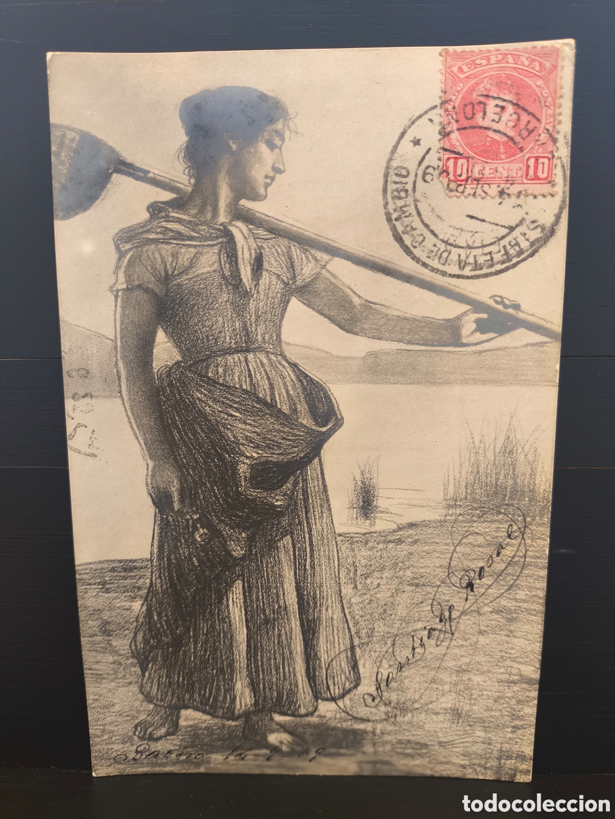 Postales: Antigua postal Arte Dionisio Baixeras firma Santiago Rosal Camprodon Ed Joan Negre JN Barcelona 1909