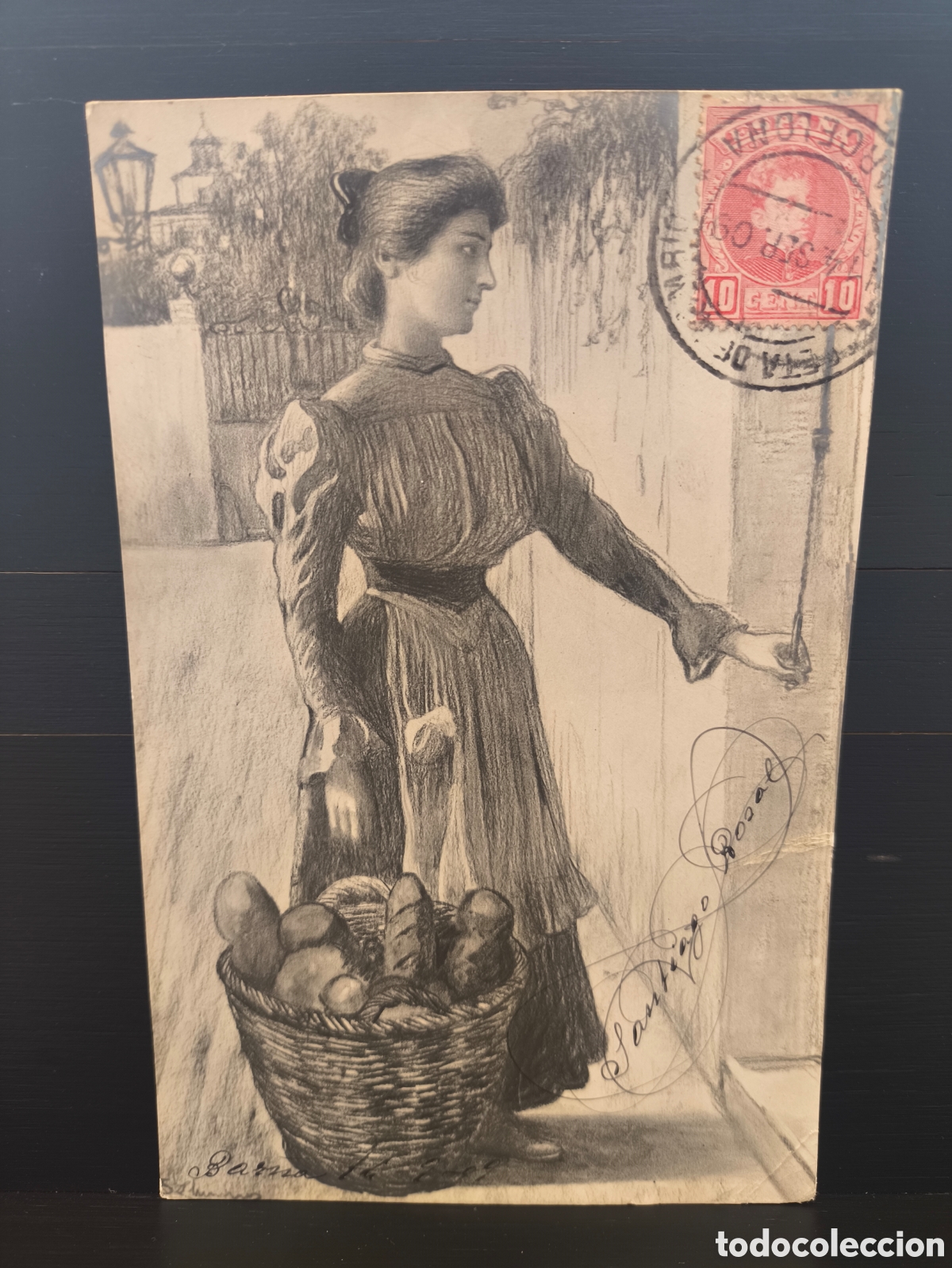 Postales: Antigua postal Arte Dionisio Baixeras firma Santiago Rosal Camprodon Ed Joan Negre JN Barcelona 1909