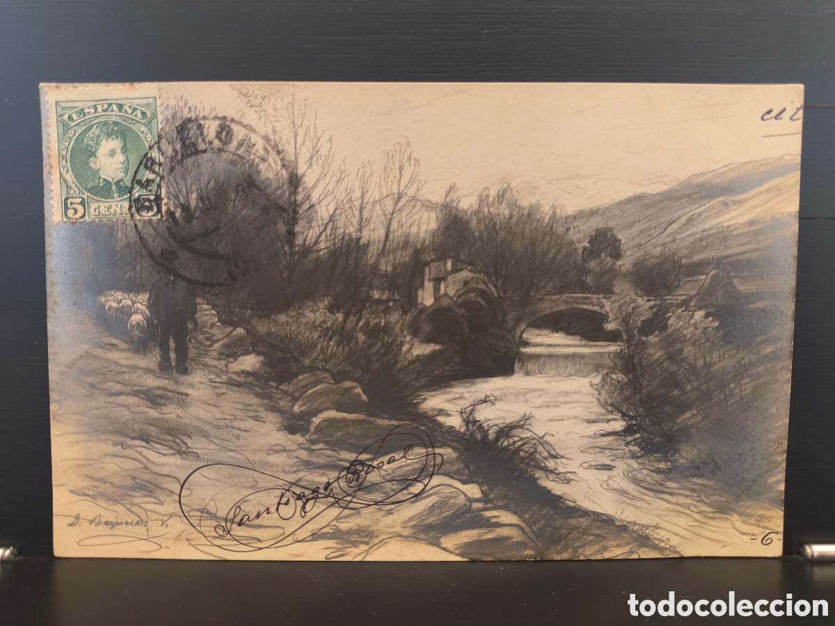 Postales: Antigua postal Arte Dionisio Baixeras firma Santiago Rosal Camprodon Ed Joan Negre JN Barcelona 1909