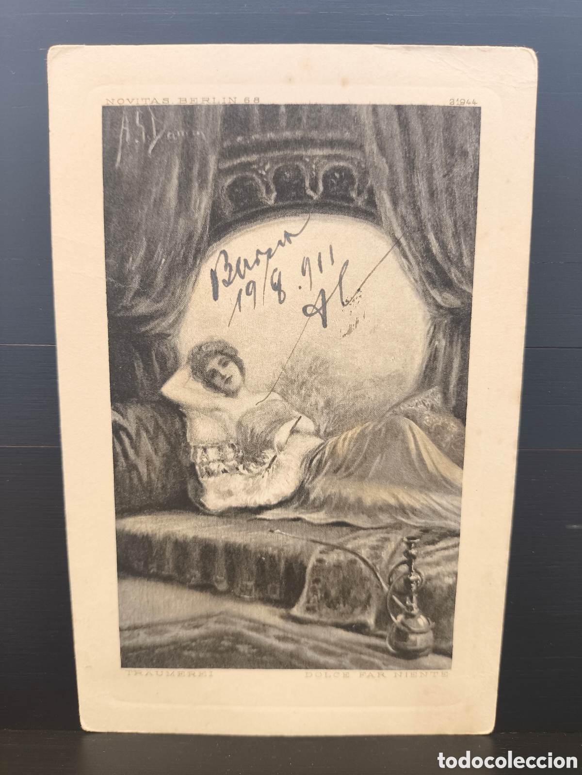 Postales: Antigua postal ilustrada surrealista ilusi&oacute;n &oacute;ptica metam&oacute;rfica calavera il. A. S. Damm 1911