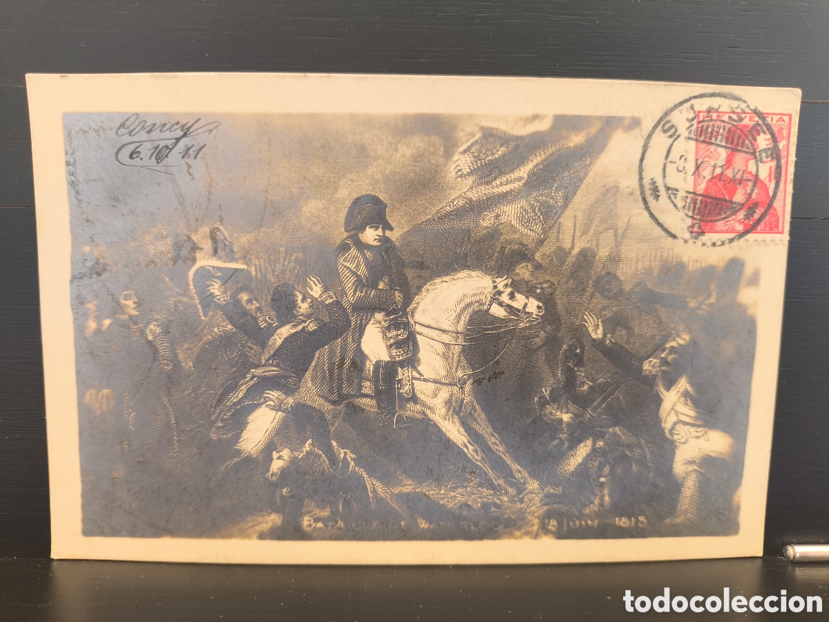 Postales: Antigua postal ilustrada Arte Charles Steuben Napole&oacute;n Batalla de Waterloo Ed. Kaiser & Co. 1911
