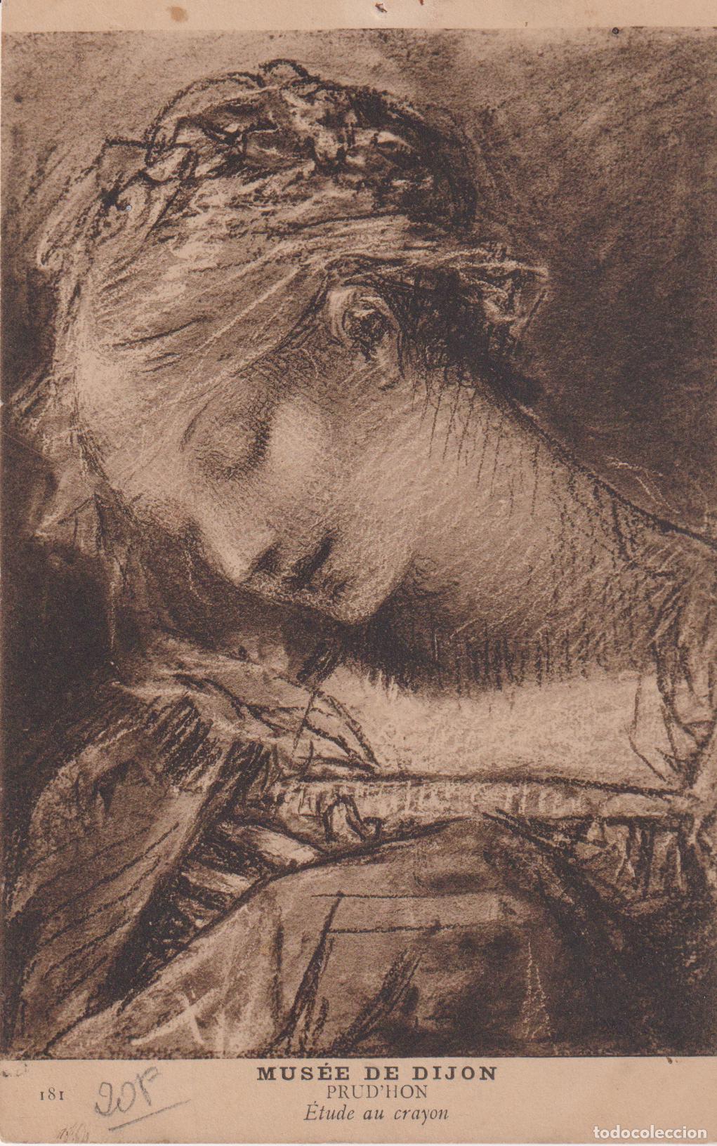 Postales: POSTAL DE LA OBRA DE PIERRE-PAUL PRUD'HON, CABEZA DE LA VIRGEN - MUS&Eacute;E DE DIJON - CIRCULADA