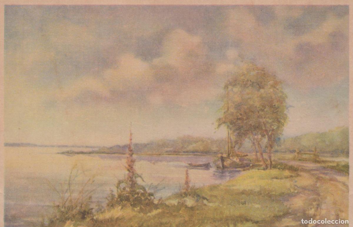 Postales: Lakeside Landscape With Boats Painting Unposted *YAU939