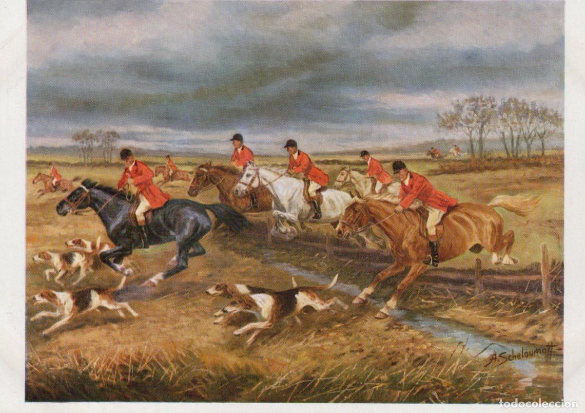 Cartoline: Fox Hunt With Riders On Horseback and Hounds Unposted *YBA360