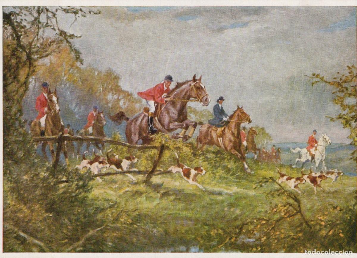 Cartoline: Countryside Fox Hunt With Horses and Hounds Unposted *YBA362