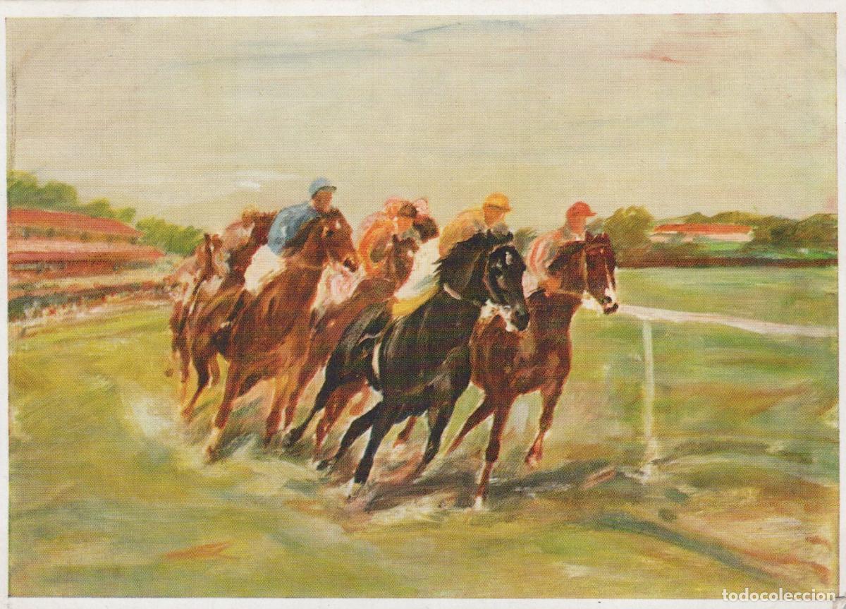 Cartoline: Horse Racing with Jockeys Art Unposted *YBA364