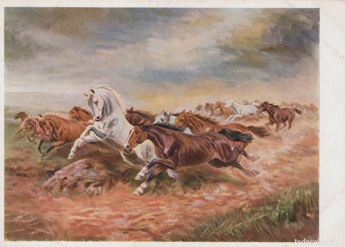 Cartoline: Wild Horses Before the Storm By A Scheloumoff Unposted *YBA377