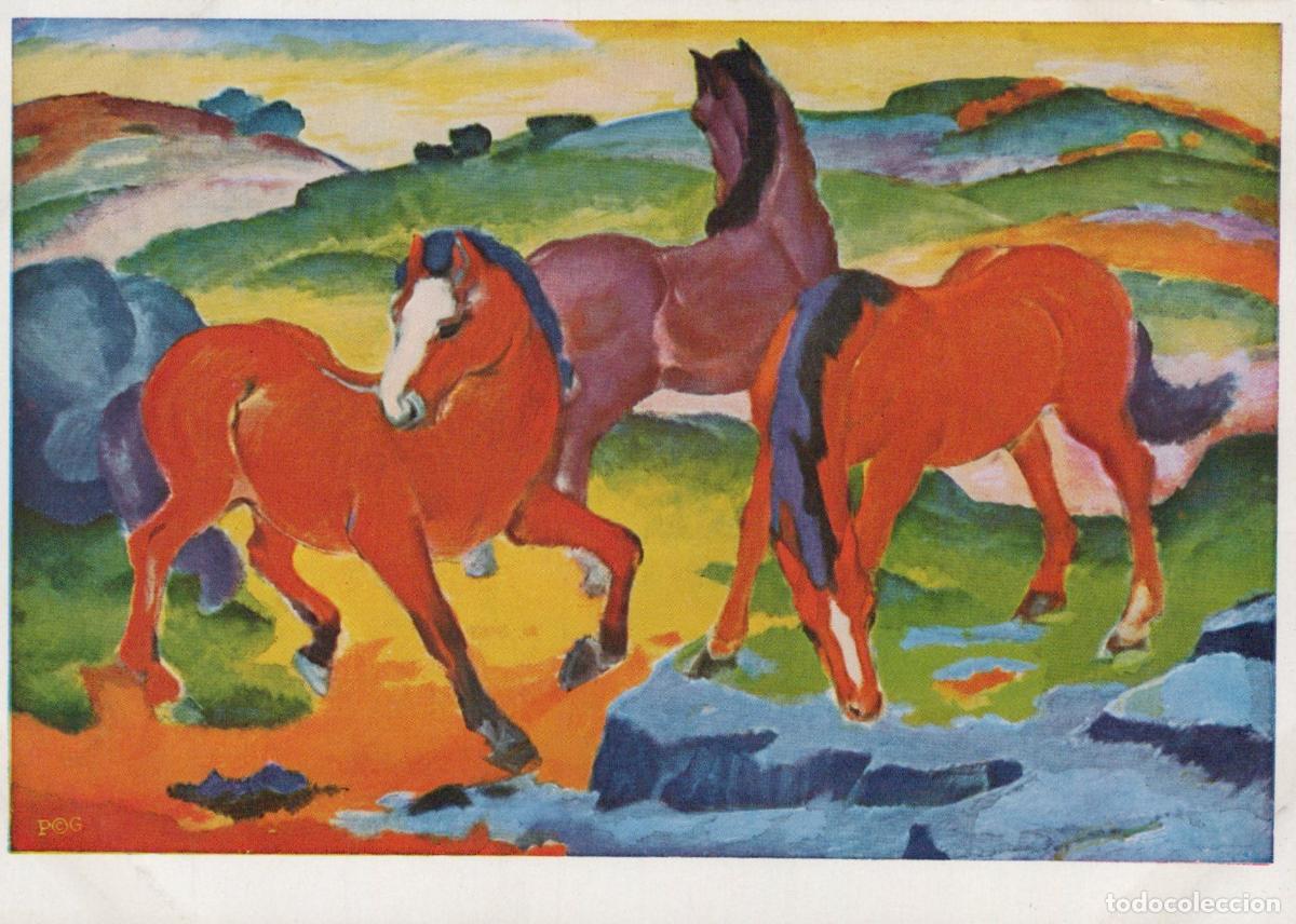 Postcards: Franz Marc Red Horses Expressionist Art Unposted *YBA386