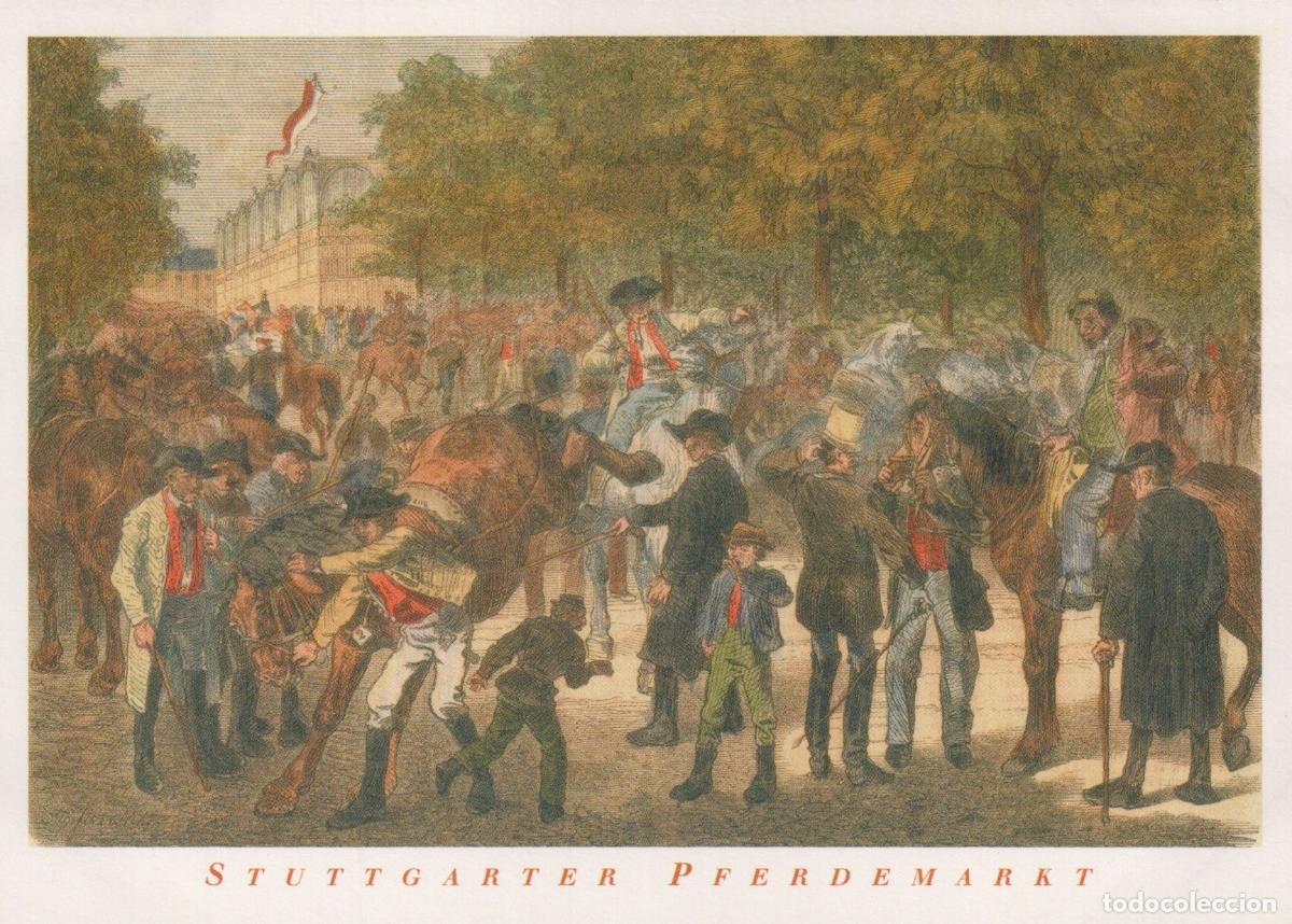 Postcards: Horse Market 1950s People Horses Landscape Unposted *YBA388