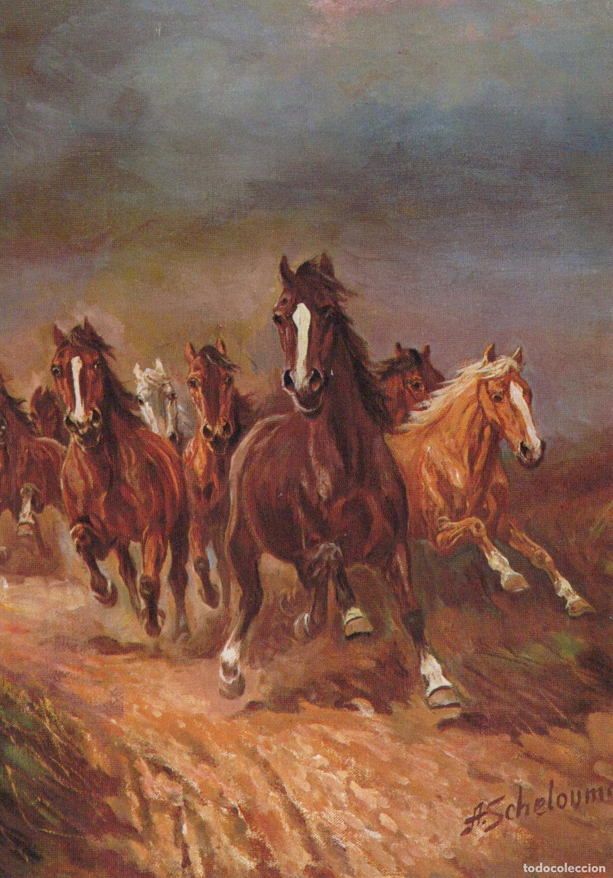 Cartoline: Wild Horses Galloping A Scheloumoff Painting Unposted *YBA461