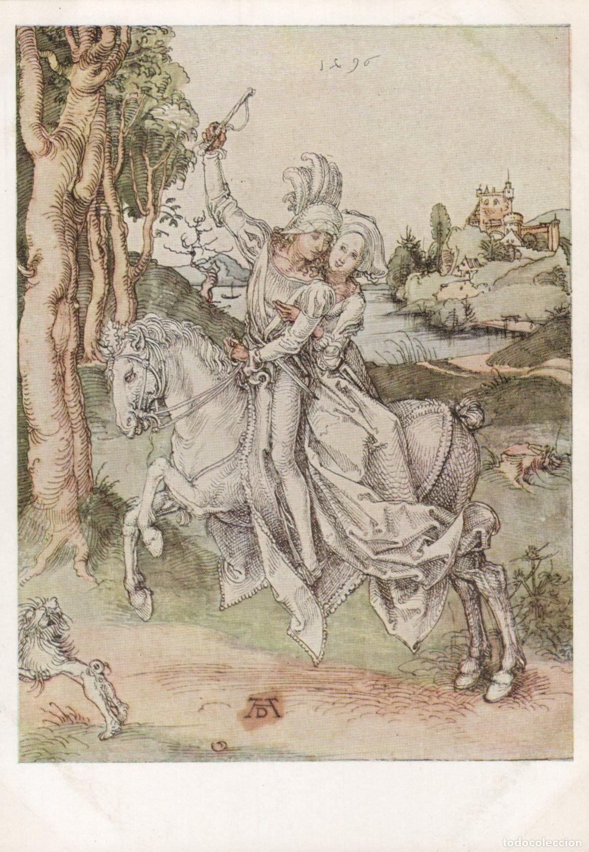 Cartoline: Wall Albrecht D&uuml;rer Riding Couple Watercolor Unposted *YBA443