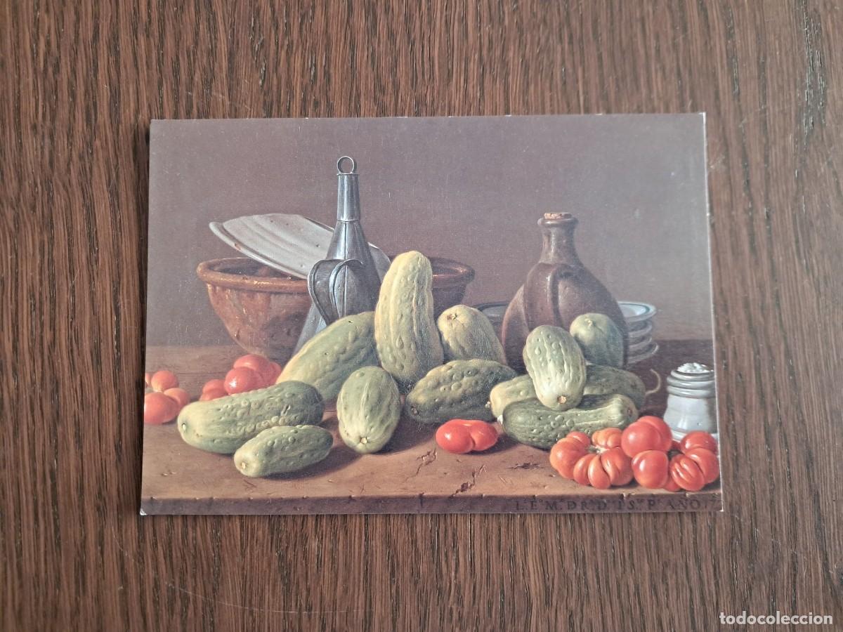 Postales: postal de pintura, bodeg&oacute;n, pepinos y tomates, Luis Eugenio Mel&eacute;ndez. Museo del Prado, Madrid.