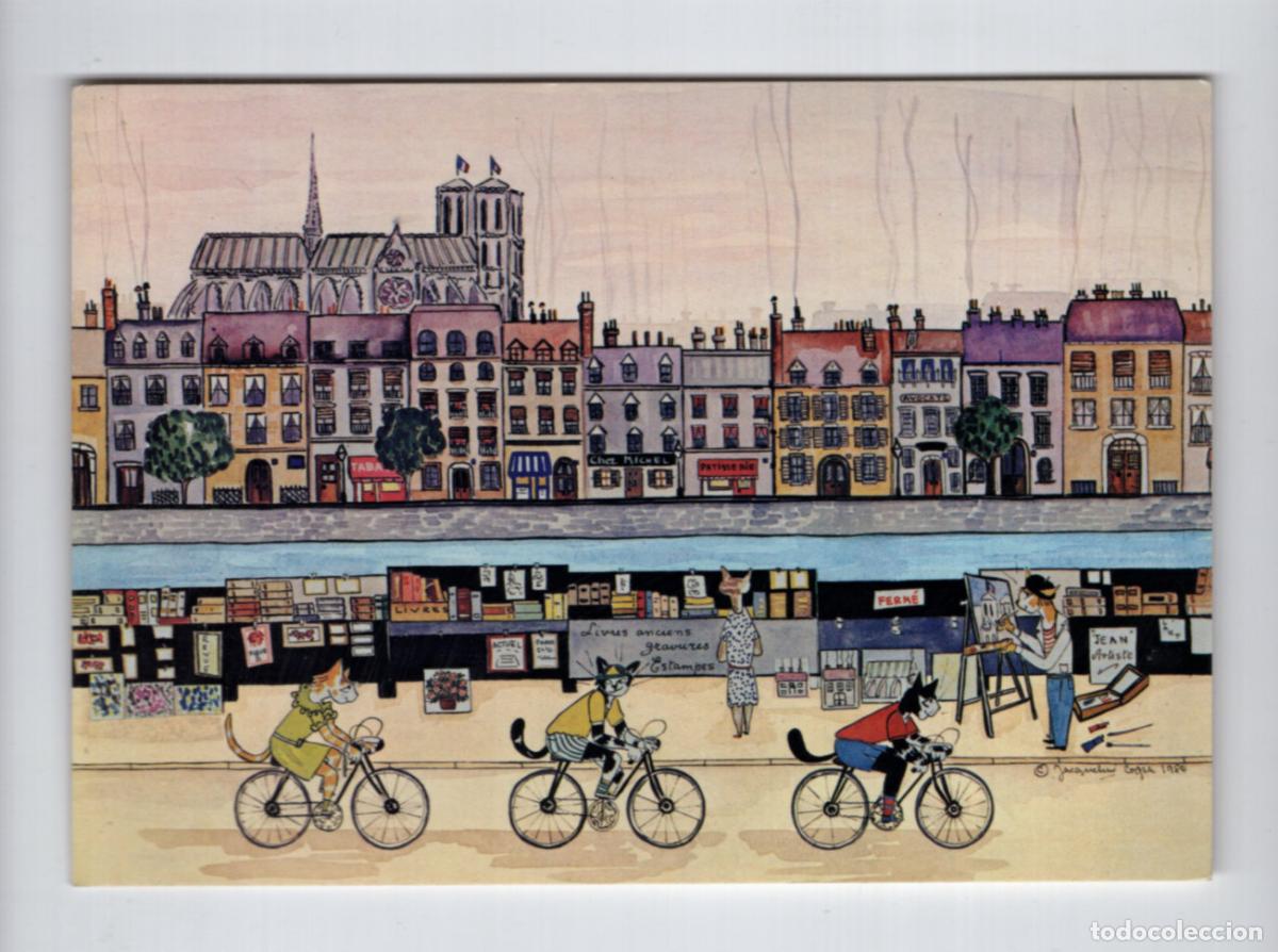 Postales: &rdquo;A Bicyclette Bike Ride&rdquo;. Jacqueline Cooper. Editions Cartes d'Art