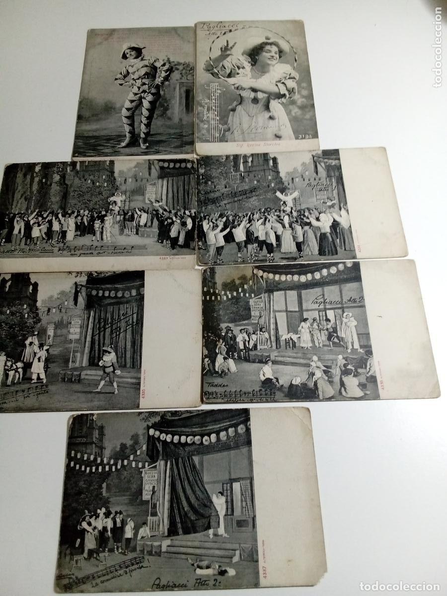 Postales: 7 postales en blanco y negro correspondiente a una representaci&oacute;n esc&eacute;nica de la &oacute;pera Pagliacci