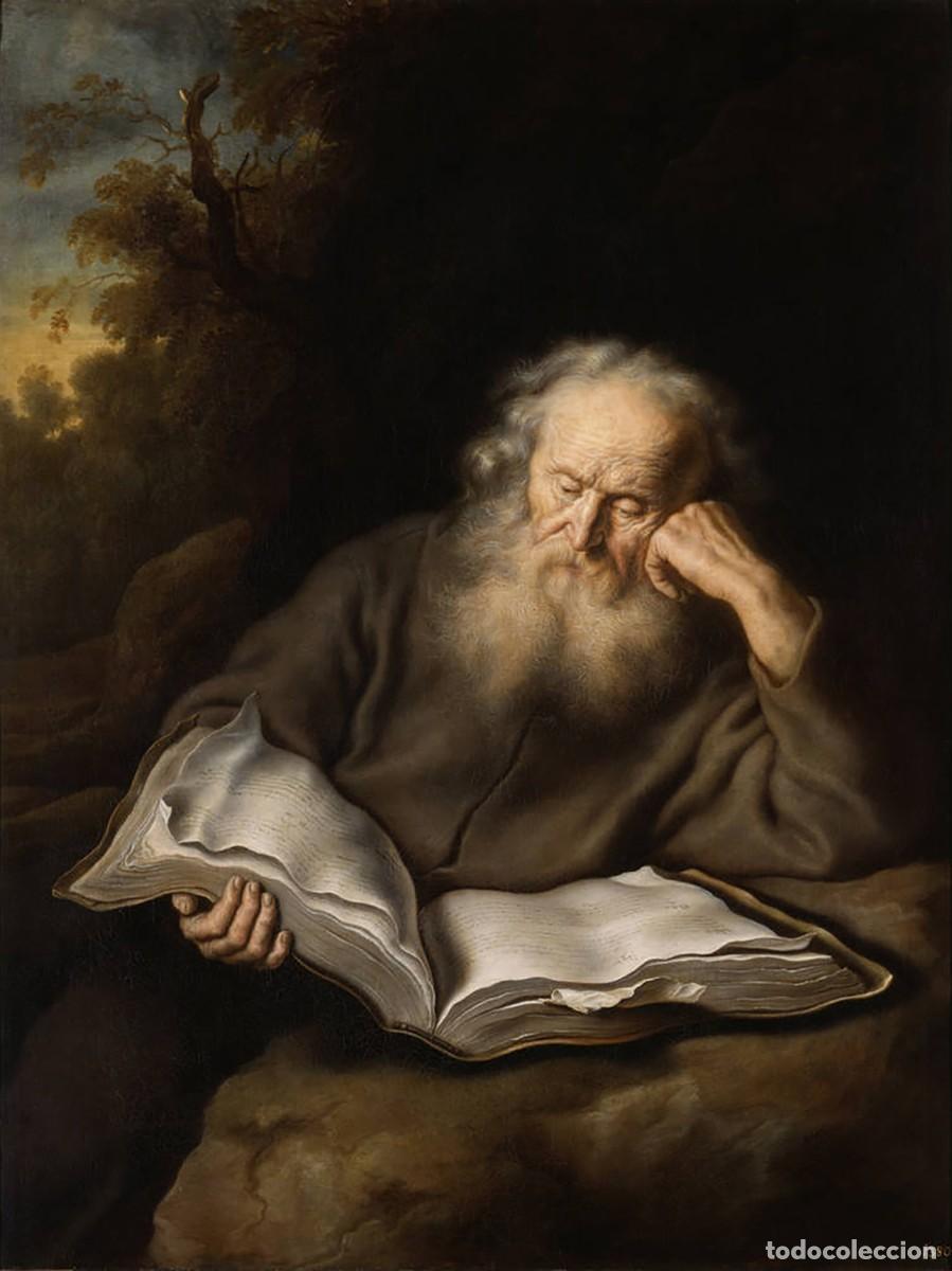 Postales: Postal del cuadro El Ermita&ntilde;o, de Salomon Koninck. Tema: Pintura, Arte.