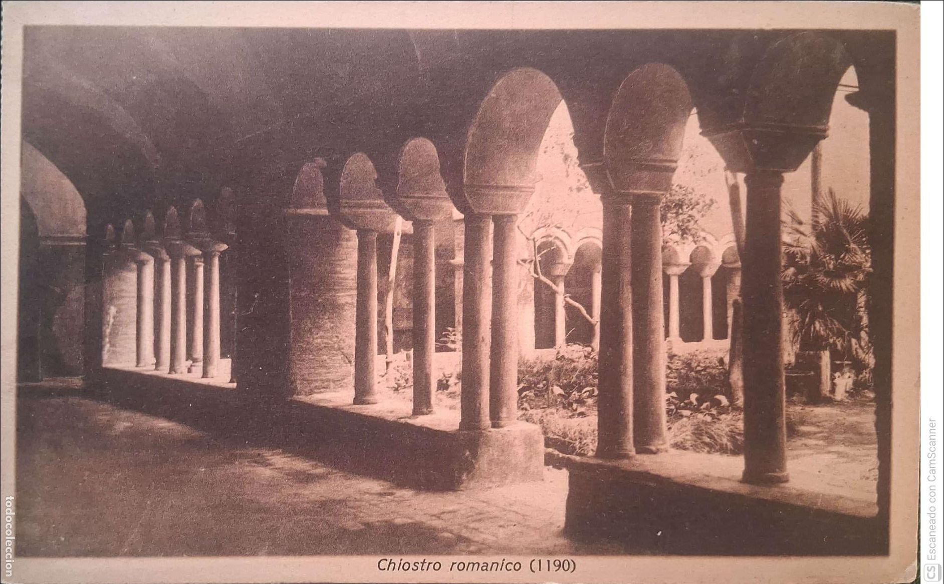 Postales: Roma. 38 S. Lorenzo al Verano. Claustro rom&aacute;nico (1190). Sepia. Nueva.