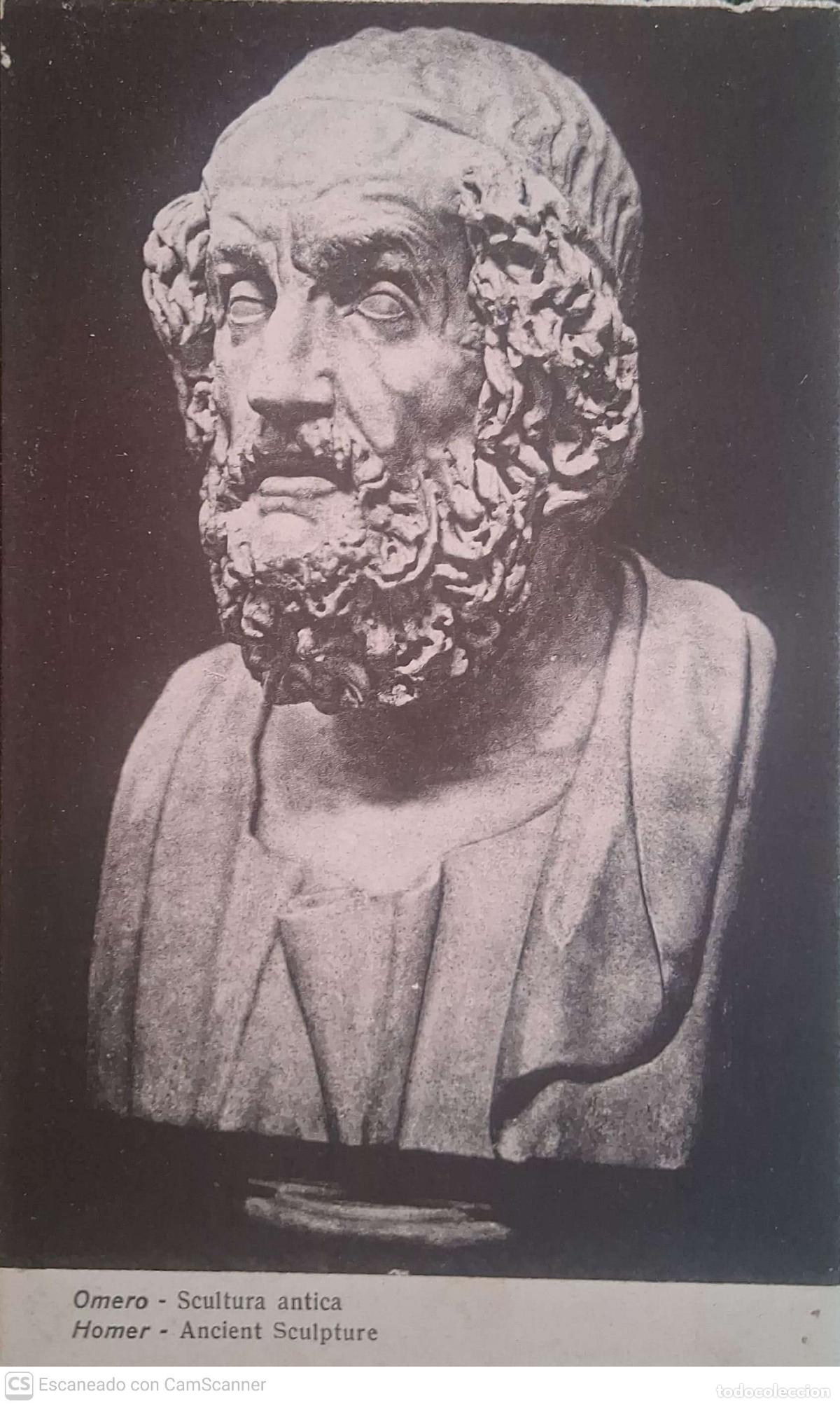 Postales: Busto de Homero. Escultura antica. 62495 Museo Arqueol&oacute;gico Nacional de N&aacute;poles. Blanco/negro. Nueva