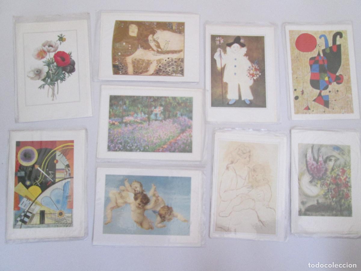 Postales: 9 TARJETAS DOBLES - OBRAS DE DIVERSOS PINTORES - PICASSO REDOUTE CABANEL KLIMT CHAGALL MIRO MONET