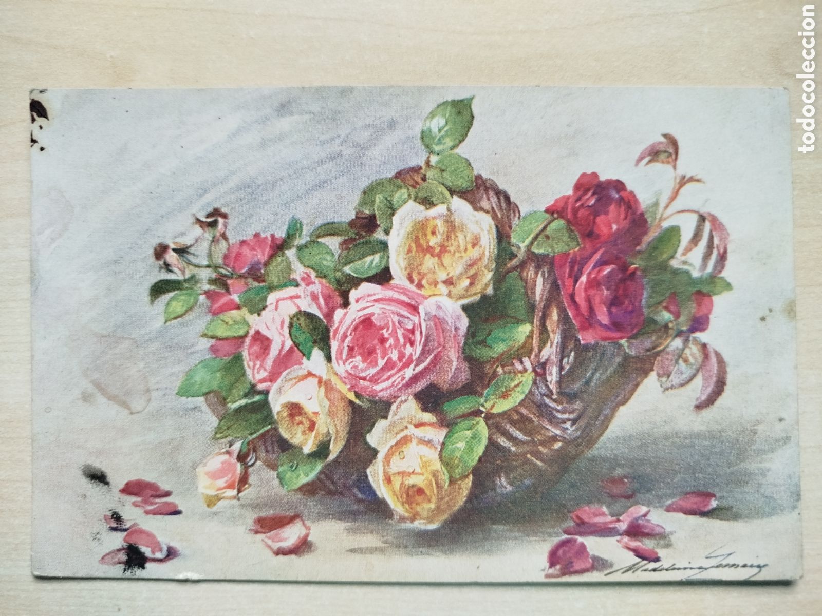 Postales: Postal, Rosas, de Madeleine Lemaire