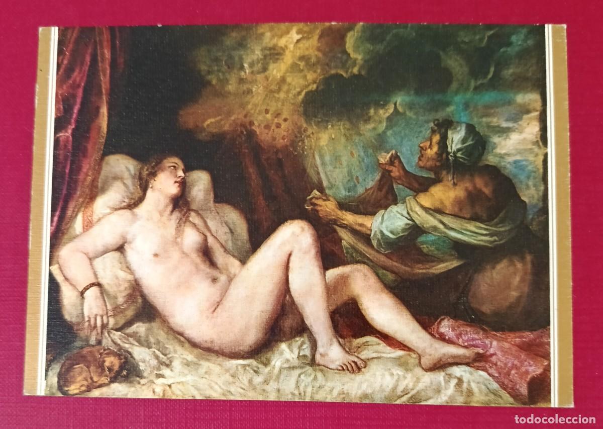 Postales: POSTAL DANAE RECIBIENDO LA LLUVIA DE CRO - TIZIANO - MUSEO DEL PRADO - ESCUDO DE ORO