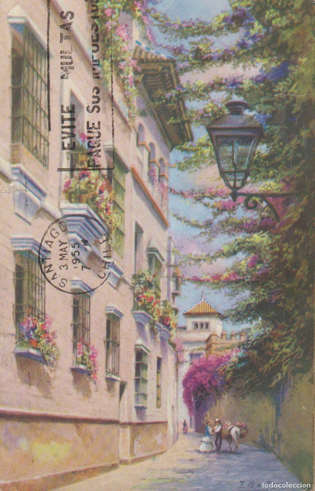 Postales: SEVILLA, CALLEJ&Oacute;N DEL AGUA, OBRA DE JOS&Eacute; BURTEGUI &ndash; CIRCULADA 1955