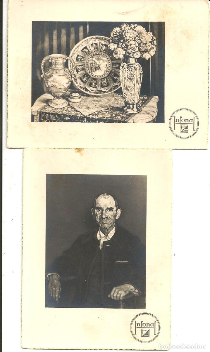 Postales: 2 POSTALES OSEQUIO INFONAL - BODEGON (MARIANO P. DE LA SERRA) I ELEUTERIO (I. ZULOAGA) - A&Ntilde;O 1947