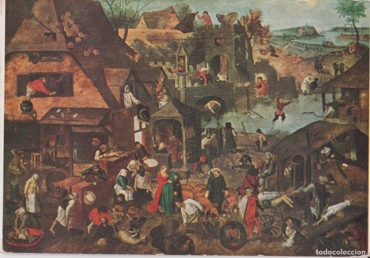 Postales: POSTAL DE LA OBRA DE PIERRE BRUEGHEL, LE VIEUX, LOS PROVERBIOS FLAMENCOS &ndash; EDITIONS NOMIS N&ordm;6279 &ndash; S