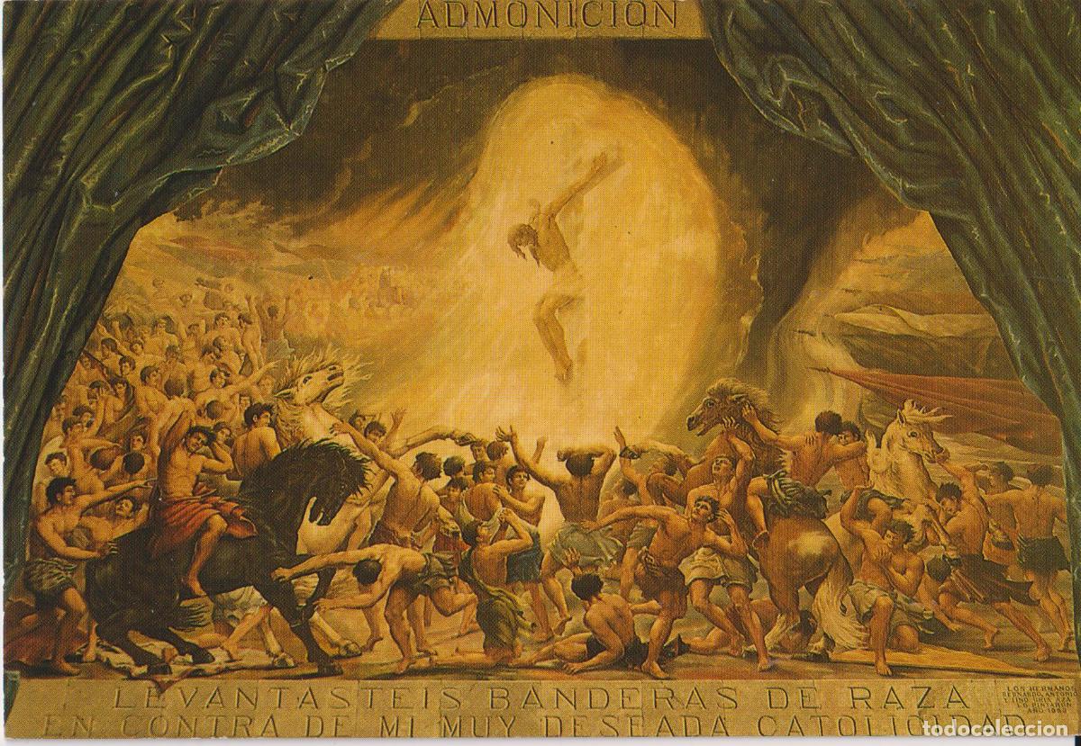 Postales: RIBADESELLA (ASTURIAS) IGLESIA, PINTURAS, ARTISTAS HERMANOS URIA AZA &ndash; FOTO HEVIA N&ordm;505 &ndash; S/C