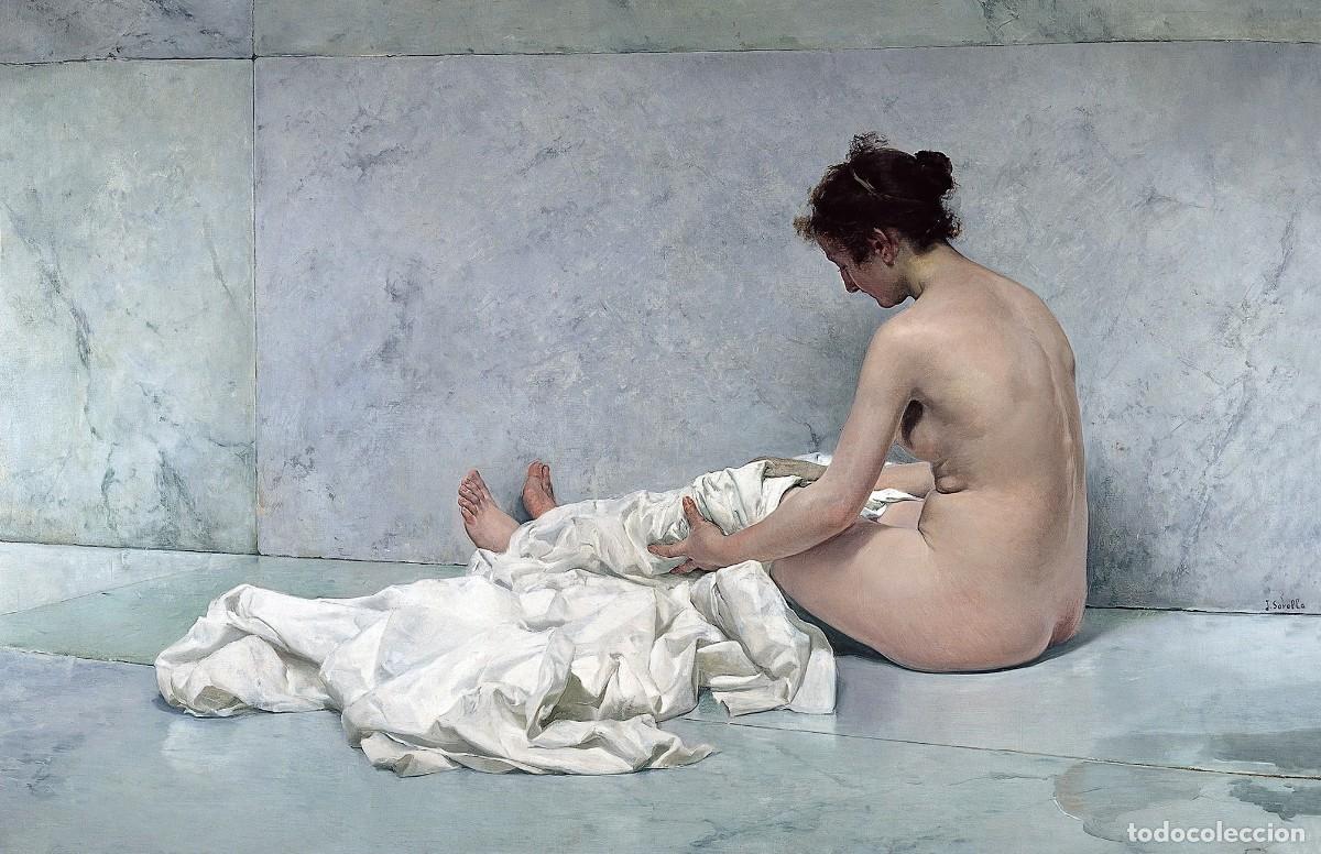 Postales: Postal del cuadro Despu&eacute;s del Ba&ntilde;o, de Joaqu&iacute;n Sorolla. Tema: Pintura, Arte.