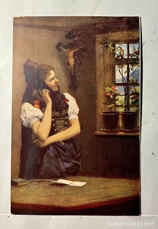 Postales: Postal antigua con una pintura, emitida en Alemania y matasellada.