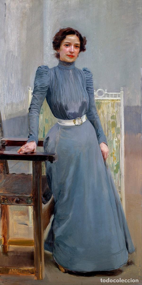 Postales: Postal del cuadro Clotilde con Traje Gris, de Joaqu&iacute;n Sorolla. Tema: Pintura, Arte.