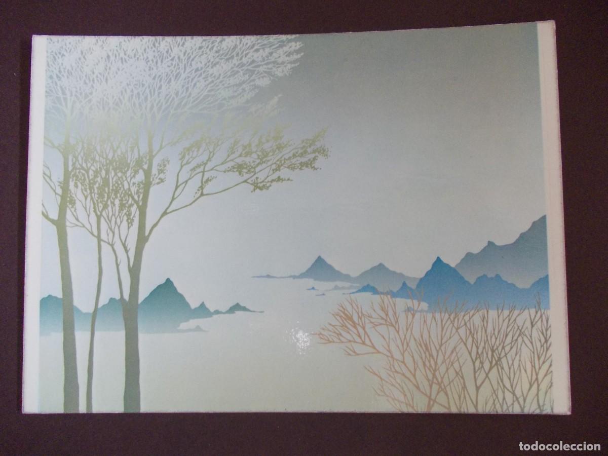 Postkarten: L&aacute;mina Harmony IV Zenith Publications 1982 Key serigraf&iacute;a vintage minimalista paisaje azul a&ntilde;os 8