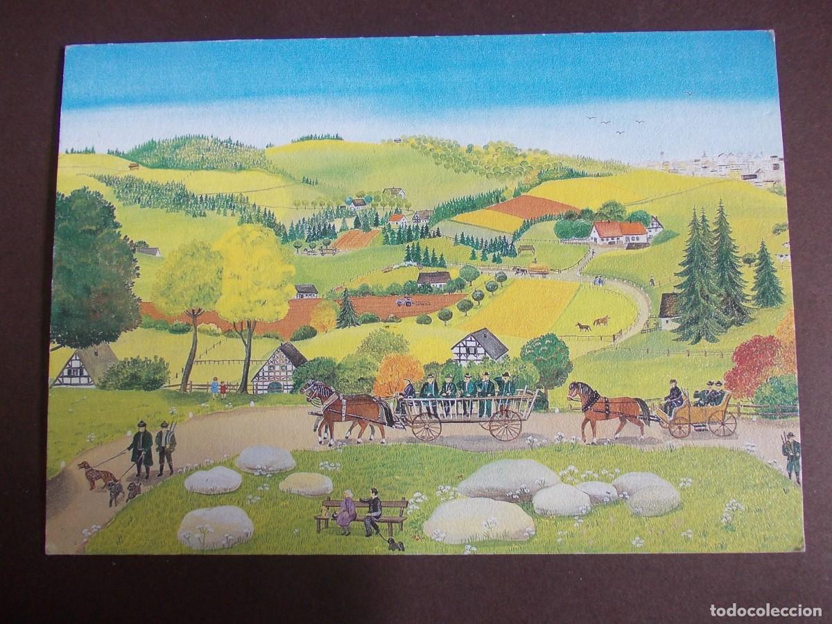 Postkarten: Postal Auf zur Jagd Beginning of the hunt Gerti Bracksieck Kunstverlag Bracksieck escena rural vint