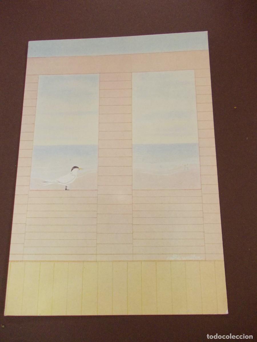 Postkarten: Postal arte na&iuml;f Cathe Waller La vue Galerie Na&iuml;fs et Primitifs Par&iacute;s Nueva York ilustraci&oacute;n