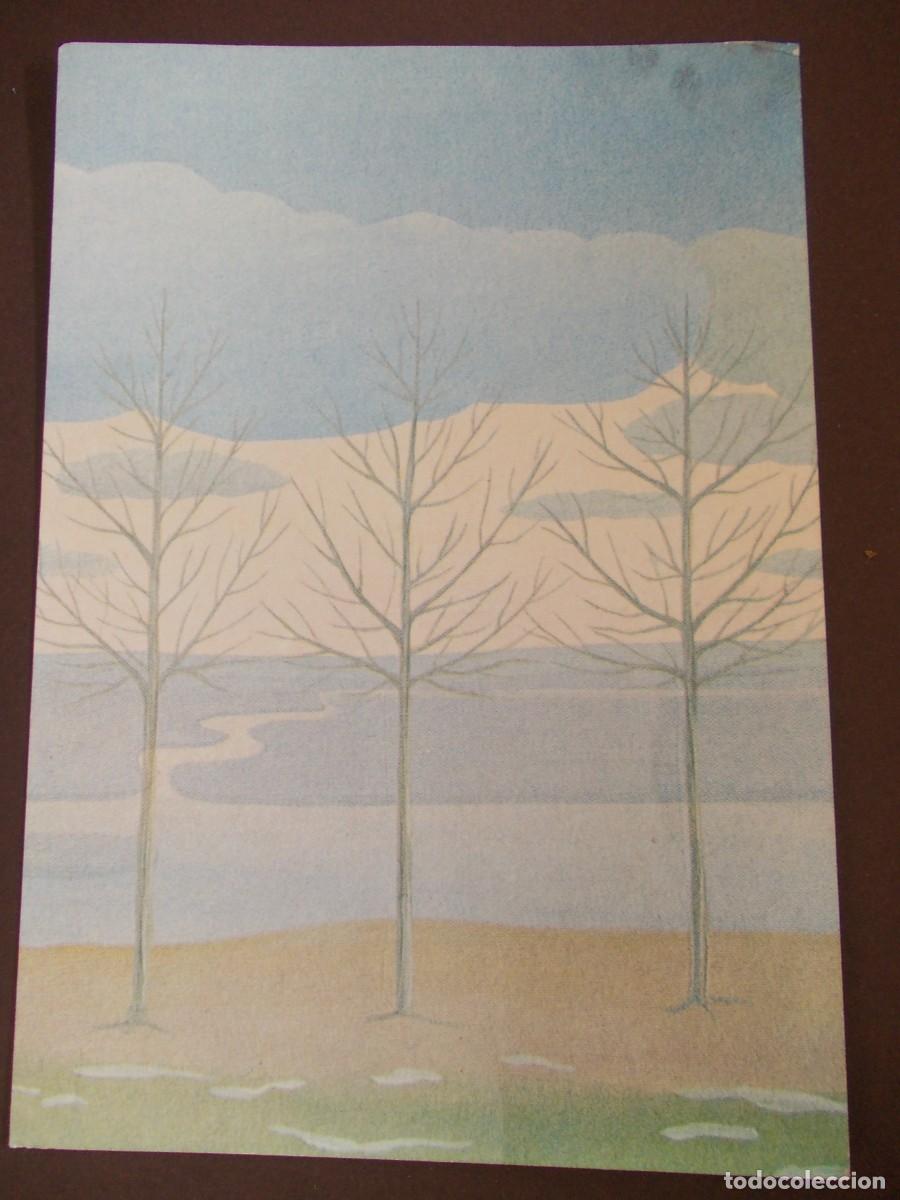Postkarten: Postal arte na&iuml;f Cathe Waller Les 3 arbres Galerie Na&iuml;fs et Primitifs Par&iacute;s Nueva York paisaje minim