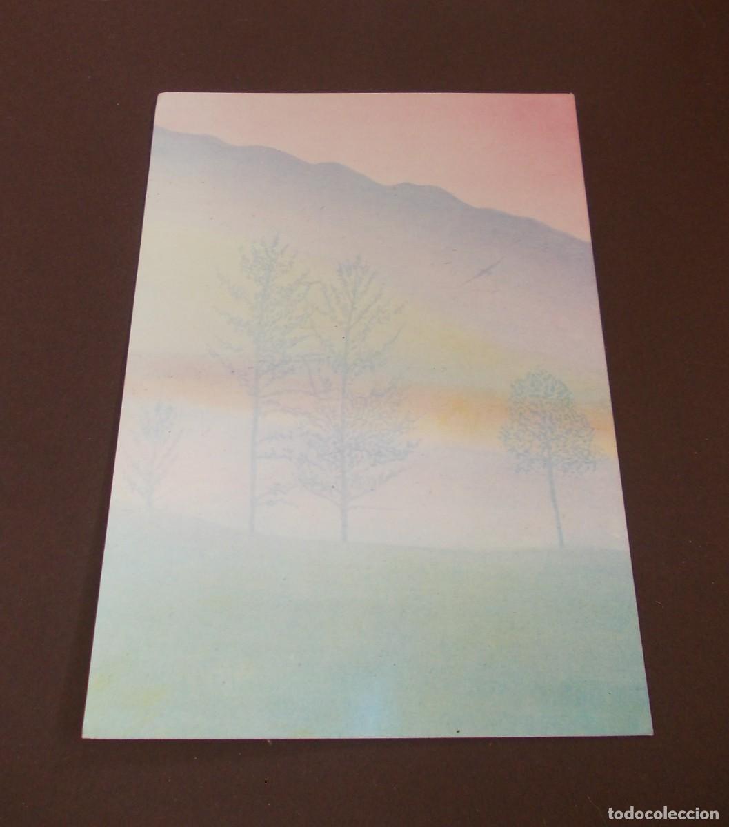 Postais: Postal arte Cathe Waller Magie de l&rsquo;aube paisaje pastel amanecer bruma Galerie Na&iuml;fs et Primitifs