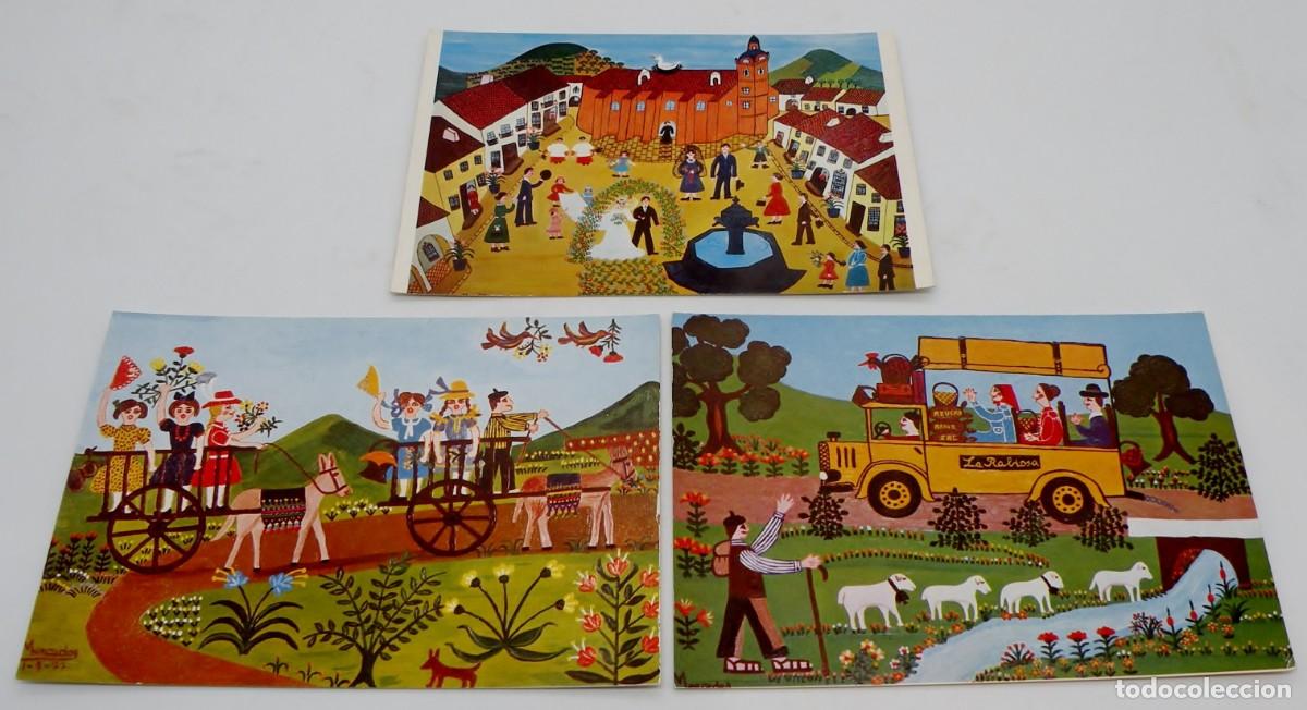 Cartoline: TRES POSTALES NA&Iuml;F REPRODUCIENDO OBRAS DE LA ESPA&Ntilde;OLA MERCEDES BARBA (1923-2018) - NUEVAS