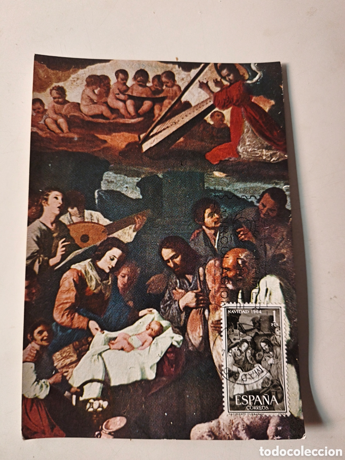 Postcards: Postal Zurbar&aacute;n. La adoraci&oacute;n de los pastores. Con sello.